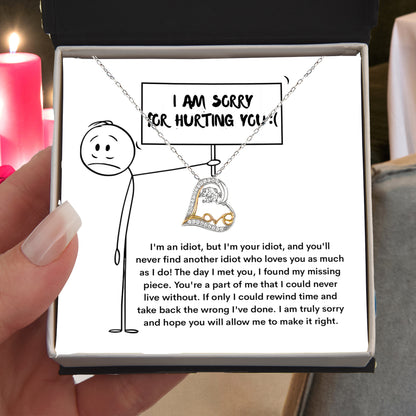 Apology Gift for Girlfriend, Wife, Soulmate - Sorry, Missing Piece - Love Dancing Heart Pendant Necklace - Mallard Moon