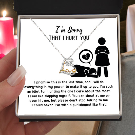 Apology Gift for Girlfriend, Wife, Soulmate - Sorry, Please Don't Stop Talking - Love Dancing Heart Pendant Necklace - Mallard Moon