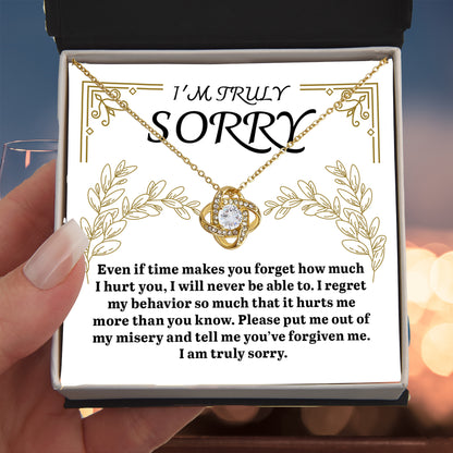 Apology Gift for Girlfriend, Wife, Soulmate - Sorry, It Hurts Me - Love Knot Pendant Necklace - Mallard Moon