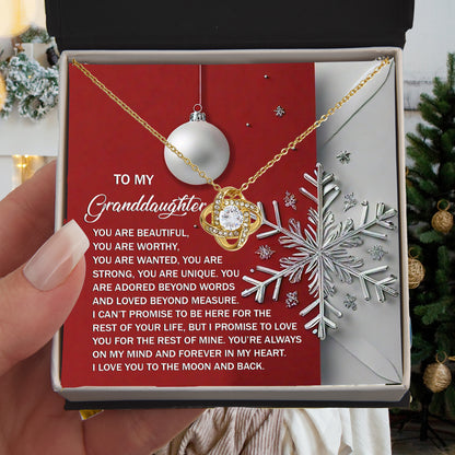 Gift for Granddaughter - Moon And Back - Love Knot Pendant Necklace - Mallard Moon