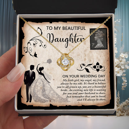 Daughter Wedding Day Gift - Beautiful Bride Love Knot Pendant Necklace - Mallard Moon