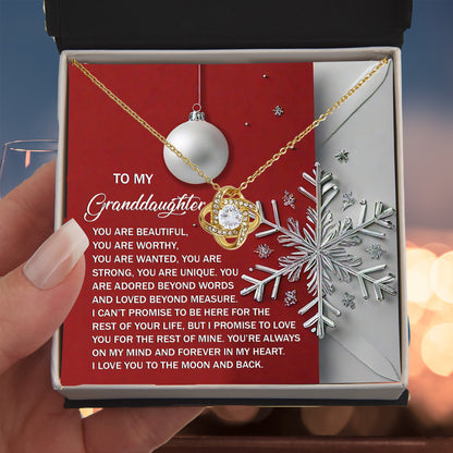 Gift for Granddaughter - Moon And Back - Love Knot Pendant Necklace - Mallard Moon