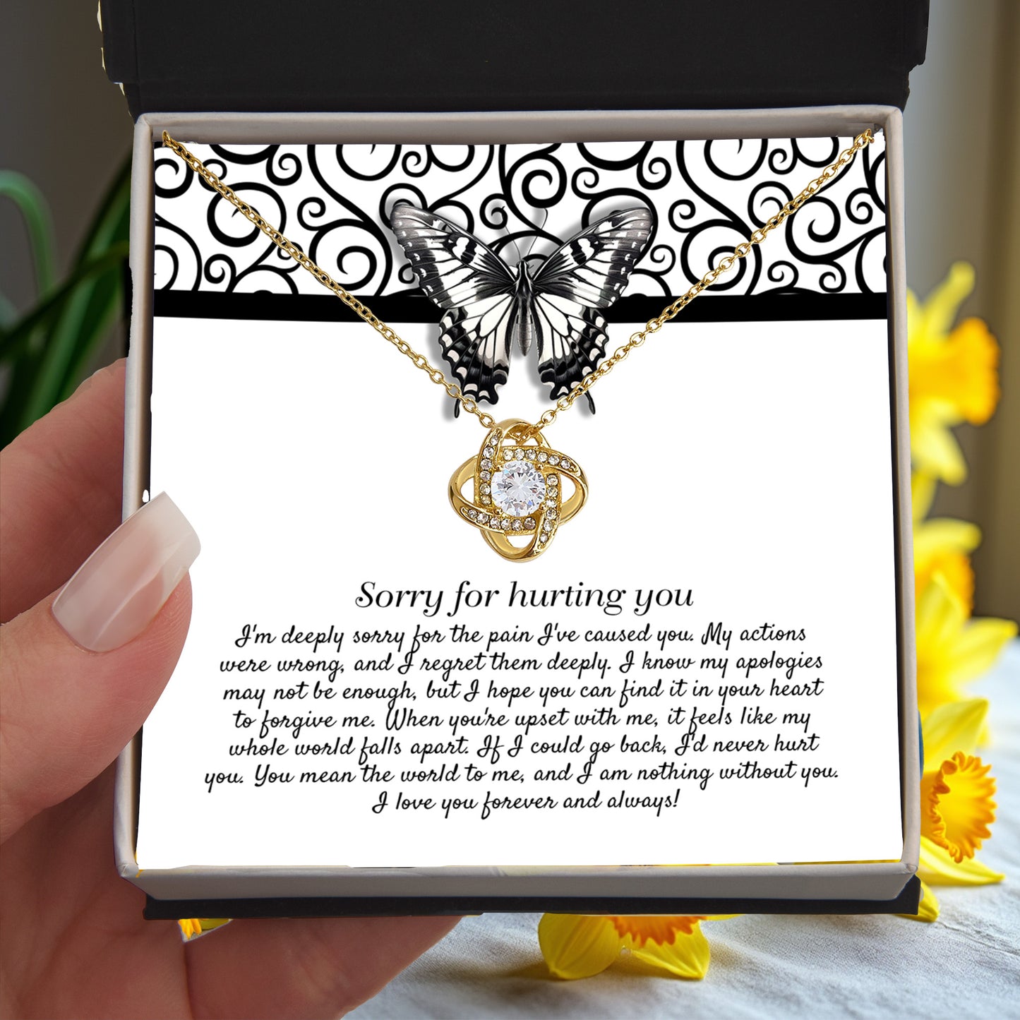 Apology Gift - Sorry for Hurting You - I am Nothing Without You - Love Knot Pendant Necklace - Mallard Moon