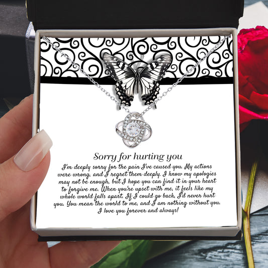 Apology Gift - Sorry for Hurting You - I am Nothing Without You - Love Knot Pendant Necklace - Mallard Moon