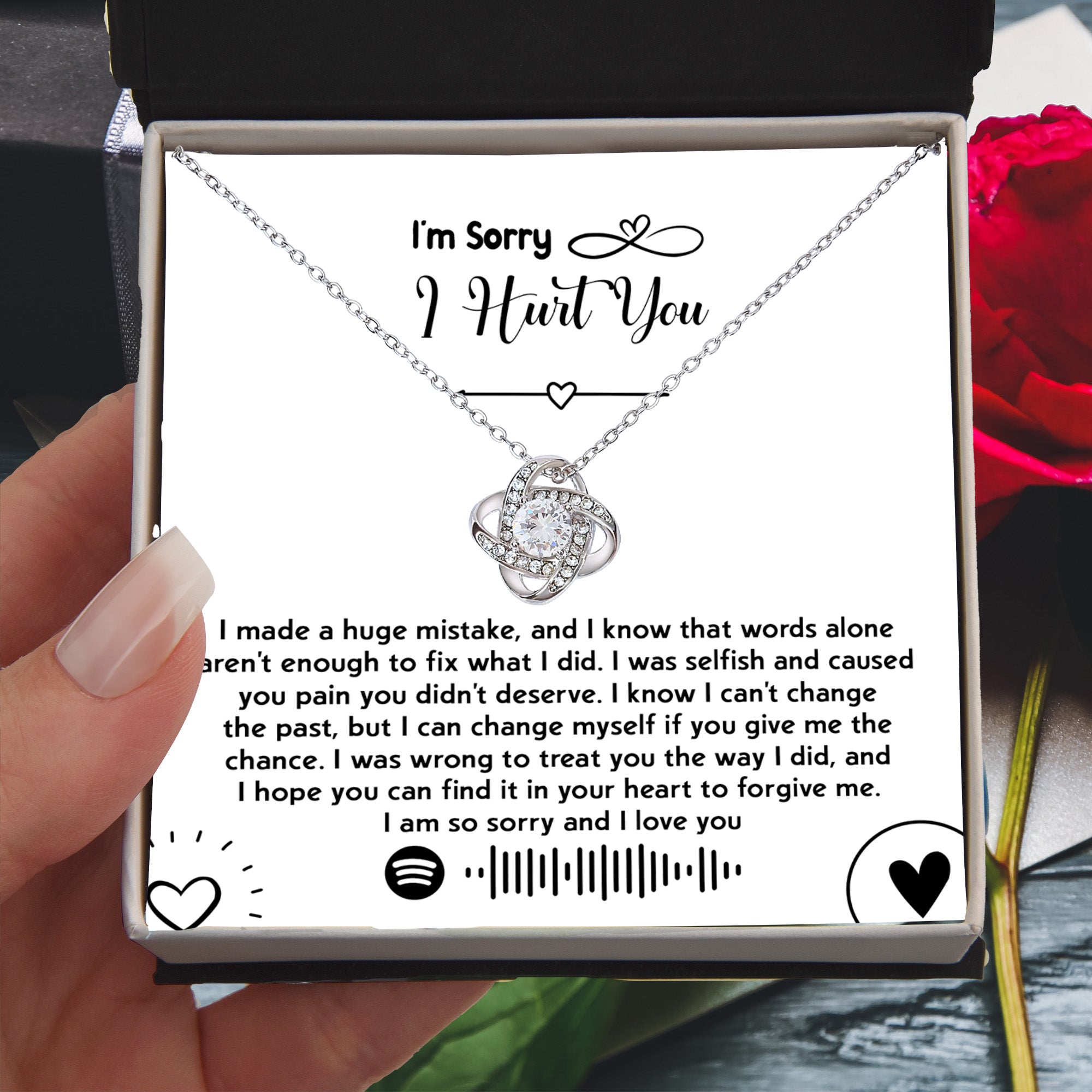 Apology Gift for Girlfriend, Wife, Soulmate - Sorry, You Didn't Deserve - Love Knot Pendant Necklace - Mallard Moon