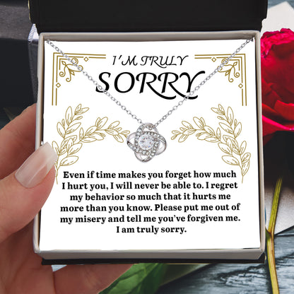 Apology Gift for Girlfriend, Wife, Soulmate - Sorry, It Hurts Me - Love Knot Pendant Necklace - Mallard Moon