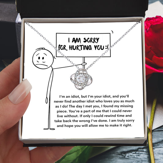 Apology Gift for Girlfriend, Wife, Soulmate - Sorry, Missing Piece - Love Knot Pendant Necklace - Mallard Moon