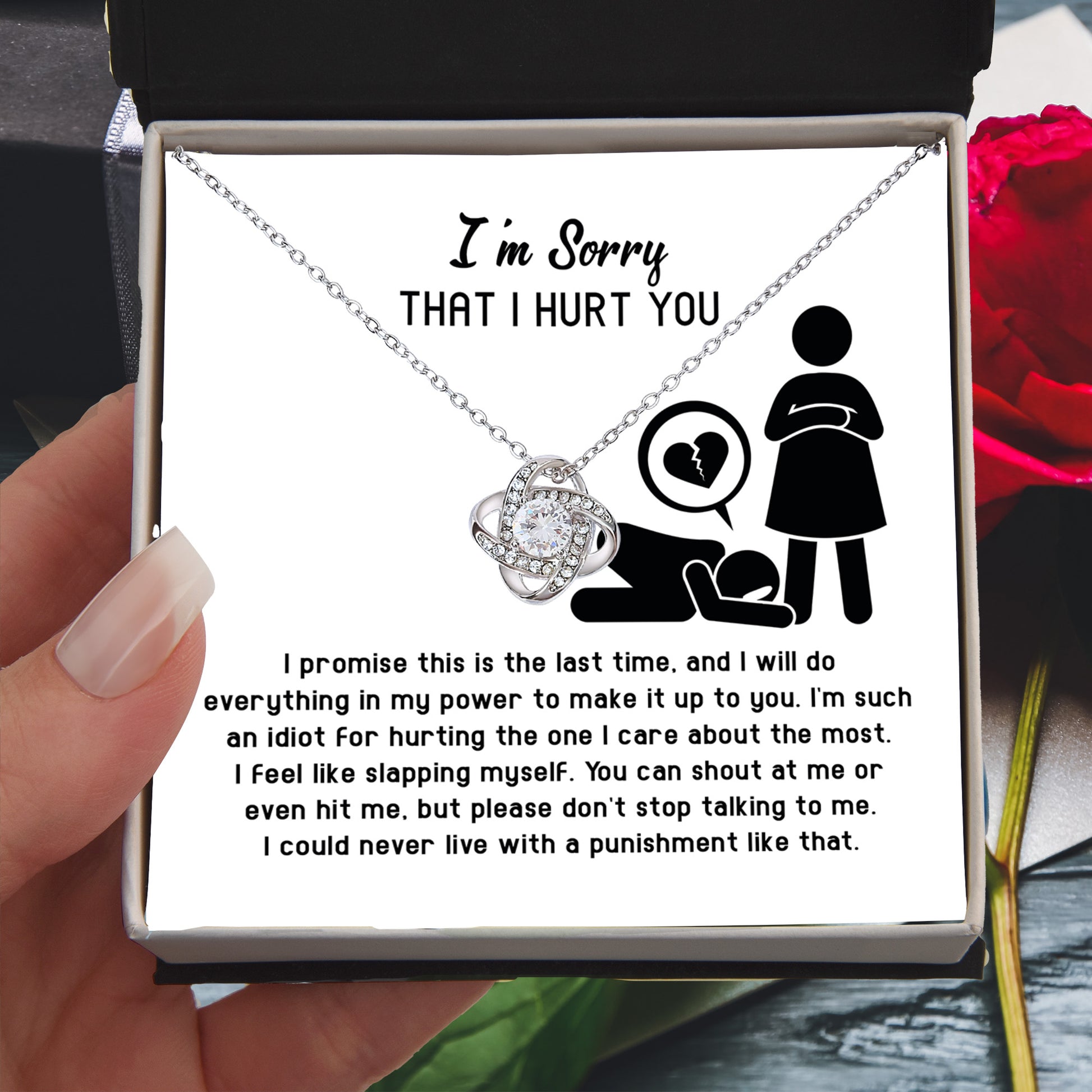 Apology Gift for Girlfriend, Wife, Soulmate - Sorry, Please Don't Stop Talking - Love Knot Pendant Necklace - Mallard Moon