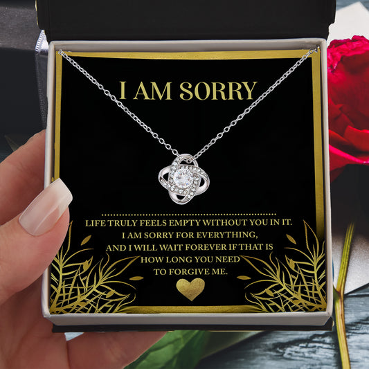 Apology Gift for Girlfriend, Wife, Soulmate - Sorry, Without You - Love Knot Pendant Necklace - Mallard Moon