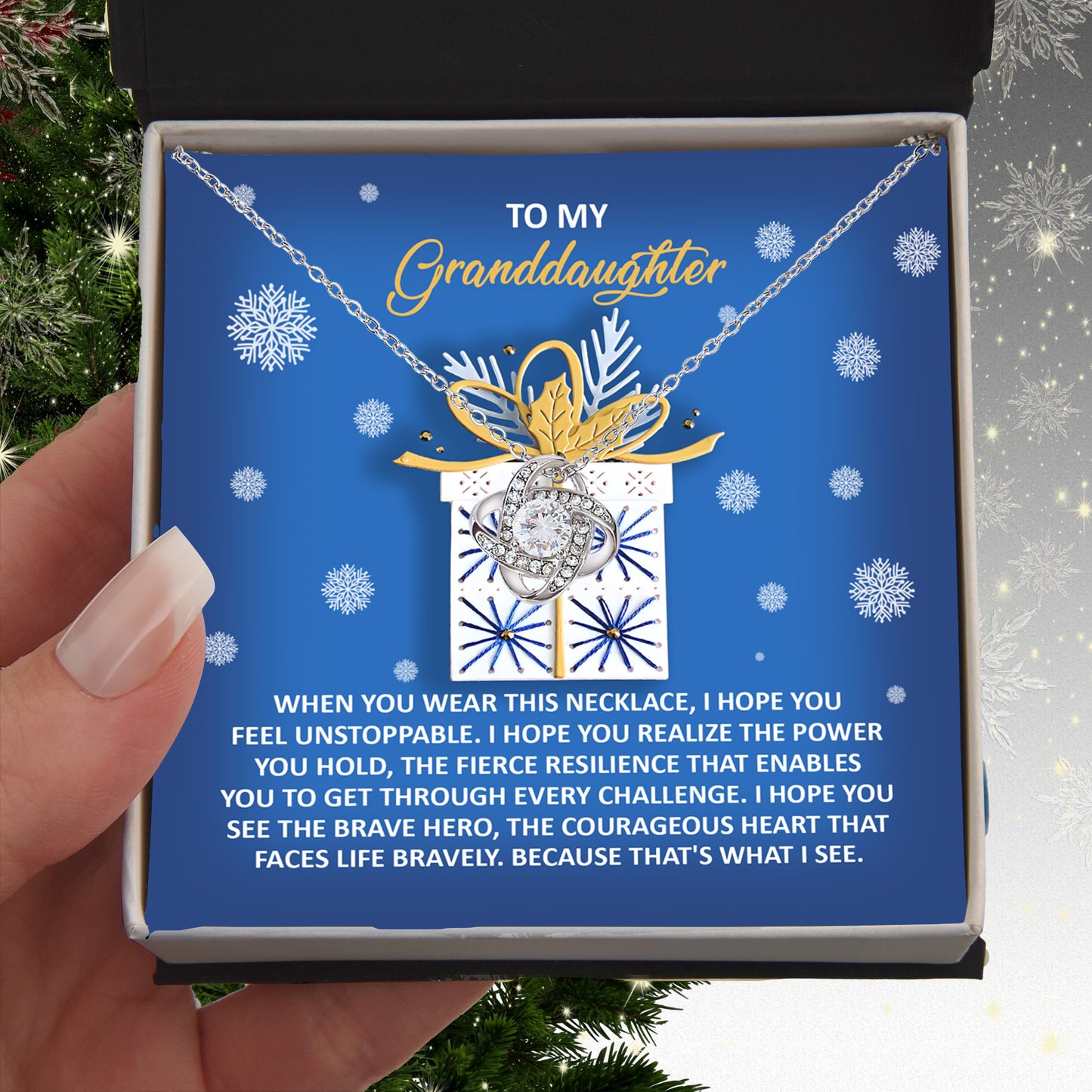 Gift for Granddaughter - Brave Hero - Love Knot Pendant Necklace - Mallard Moon