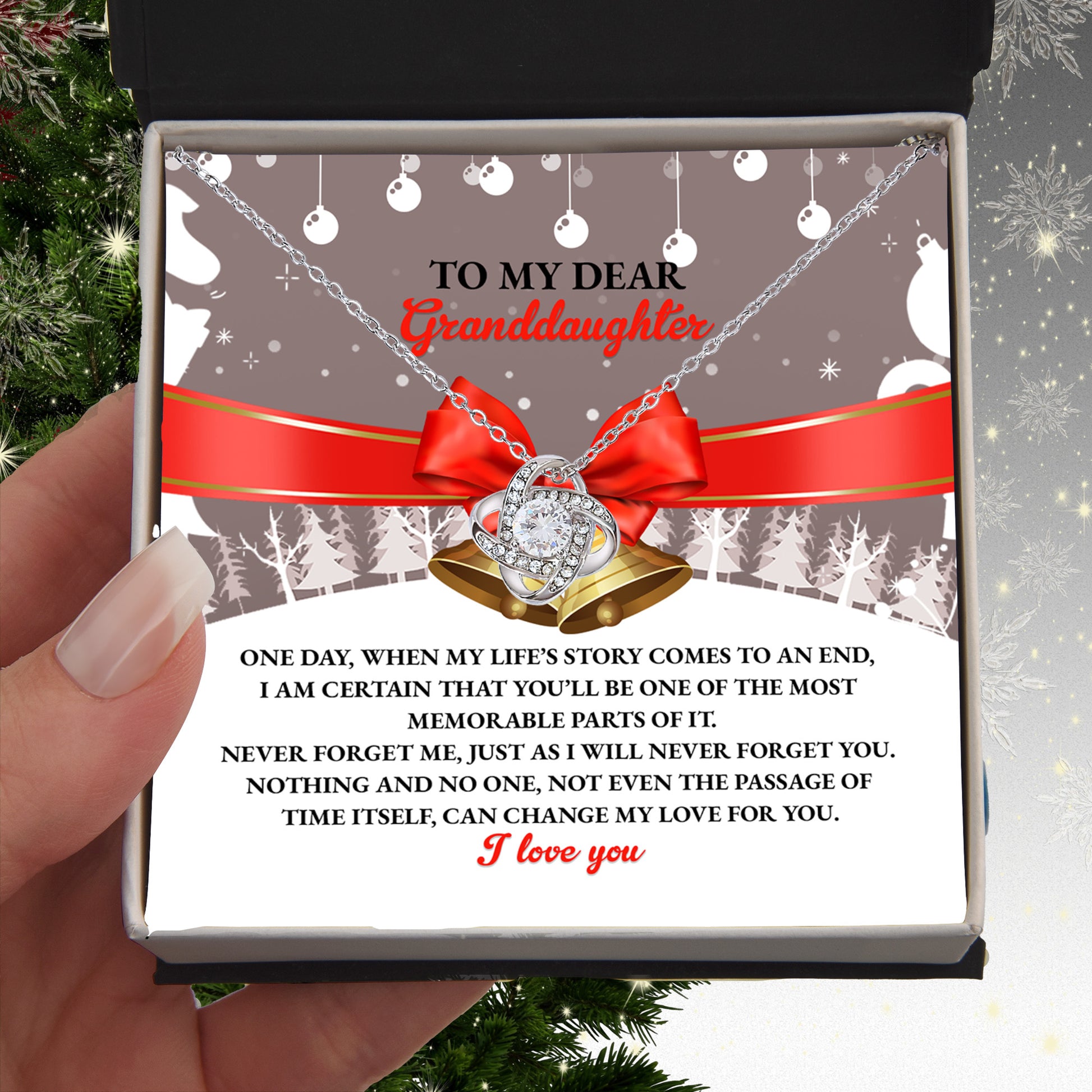 Gift for Granddaughter - Most Memorable Parts of My Life Story - Love Knot Pendant Necklace - Mallard Moon