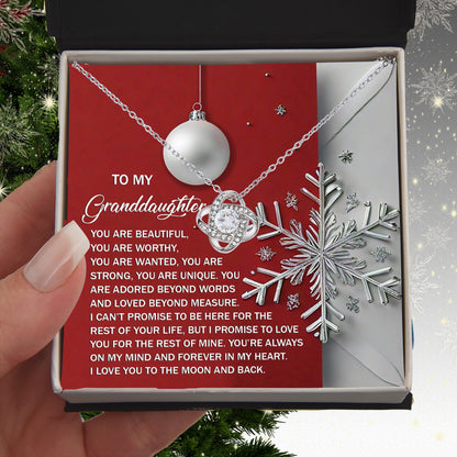 Gift for Granddaughter - Moon And Back - Love Knot Pendant Necklace - Mallard Moon