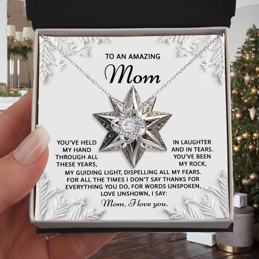 To an Amazing Mom Christmas Love Knot Necklace – Holiday Gift with Heartfelt Message Card, Sentimental Christmas Gift for Mother, Daughter to Mom Keepsake