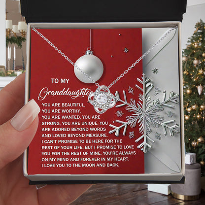 Gift for Granddaughter - Moon And Back - Love Knot Pendant Necklace - Mallard Moon