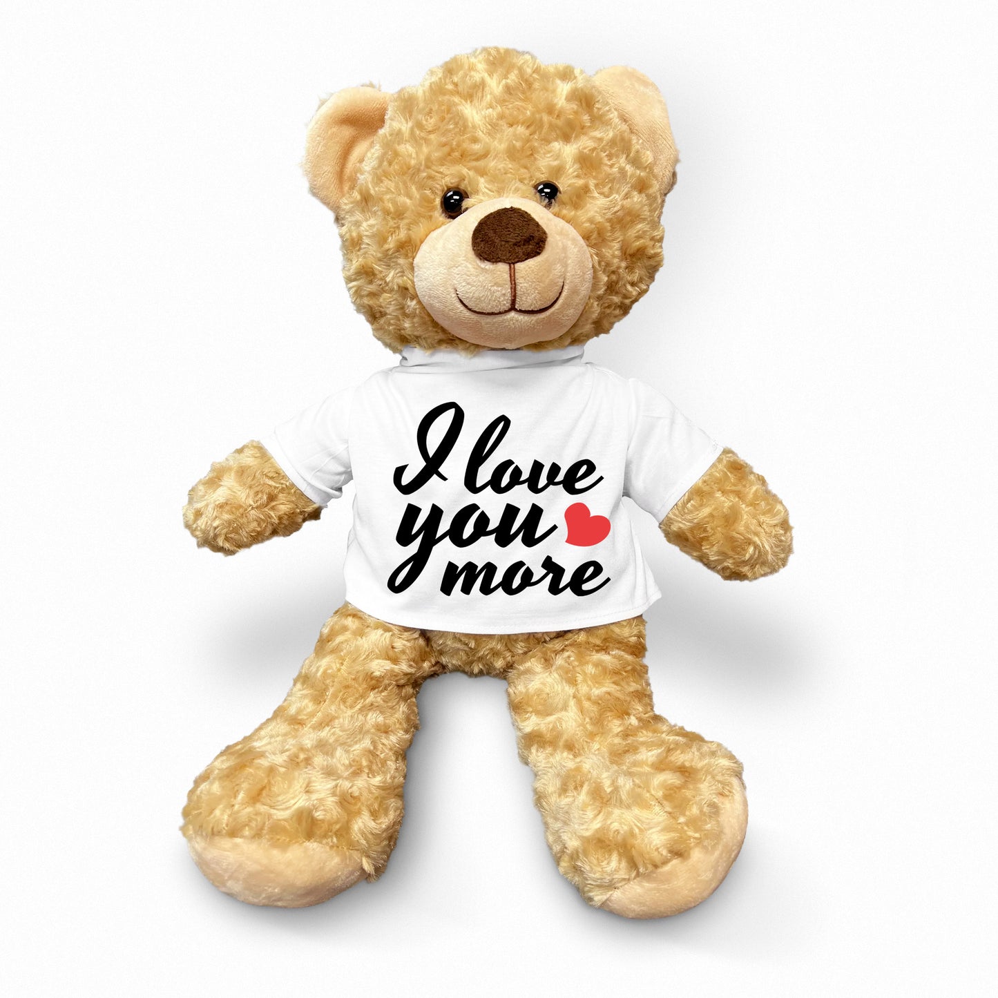 Love You More - Plush Lamb, Panda, or Teddy Bear with Tee Shirt Romantic Gift for Sweetheart - Mallard Moon Gift Shop
