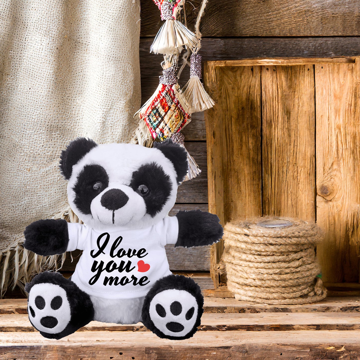 Love You More - Plush Lamb, Panda, or Teddy Bear with Tee Shirt Romantic Gift for Sweetheart - Mallard Moon Gift Shop