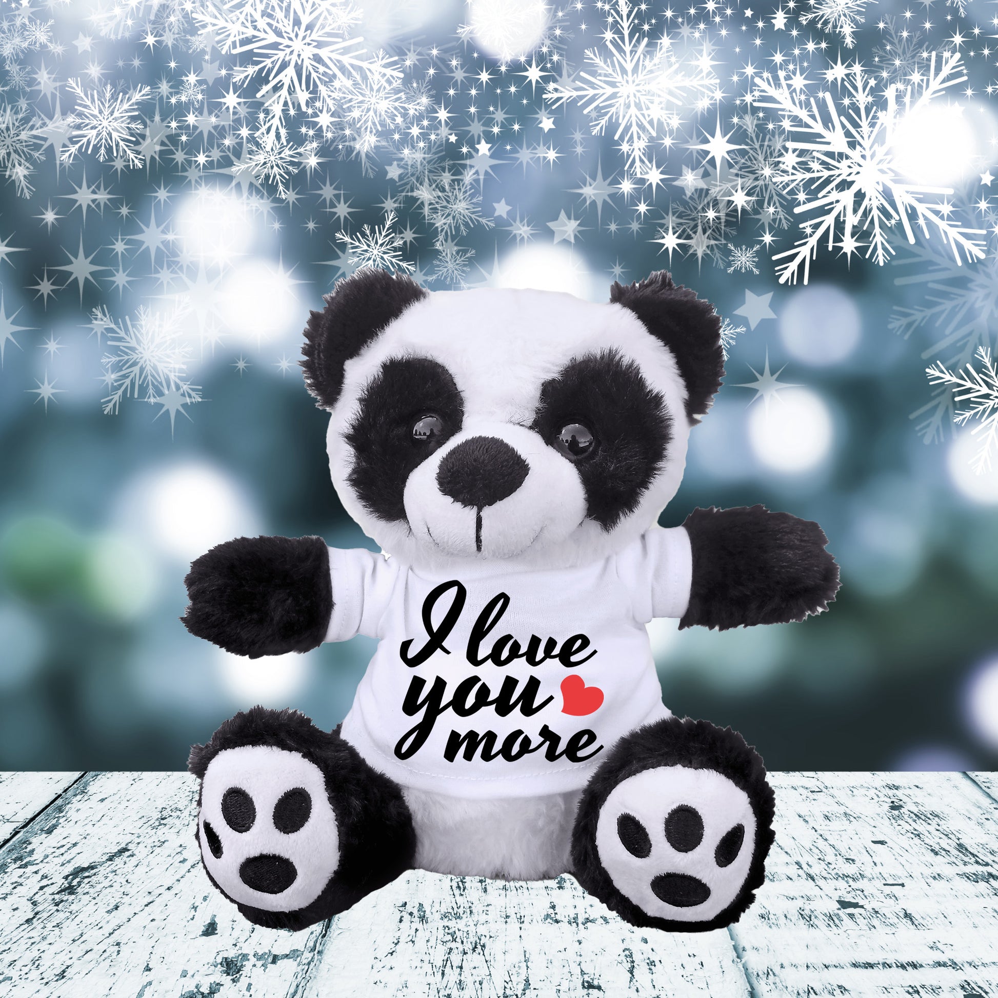 Love You More - Plush Lamb, Panda, or Teddy Bear with Tee Shirt Romantic Gift for Sweetheart - Mallard Moon Gift Shop