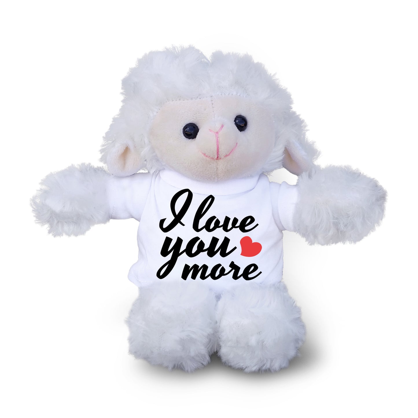 Love You More - Plush Lamb, Panda, or Teddy Bear with Tee Shirt Romantic Gift for Sweetheart - Mallard Moon Gift Shop