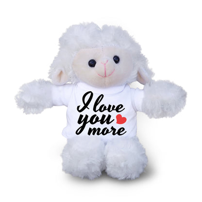 Love You More - Plush Lamb, Panda, or Teddy Bear with Tee Shirt Romantic Gift for Sweetheart - Mallard Moon Gift Shop