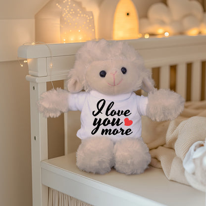Love You More - Plush Lamb, Panda, or Teddy Bear with Tee Shirt Romantic Gift for Sweetheart - Mallard Moon Gift Shop