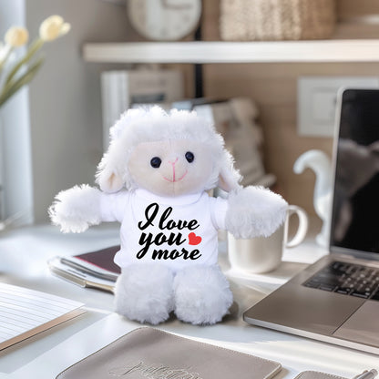 Love You More - Plush Lamb, Panda, or Teddy Bear with Tee Shirt Romantic Gift for Sweetheart - Mallard Moon Gift Shop