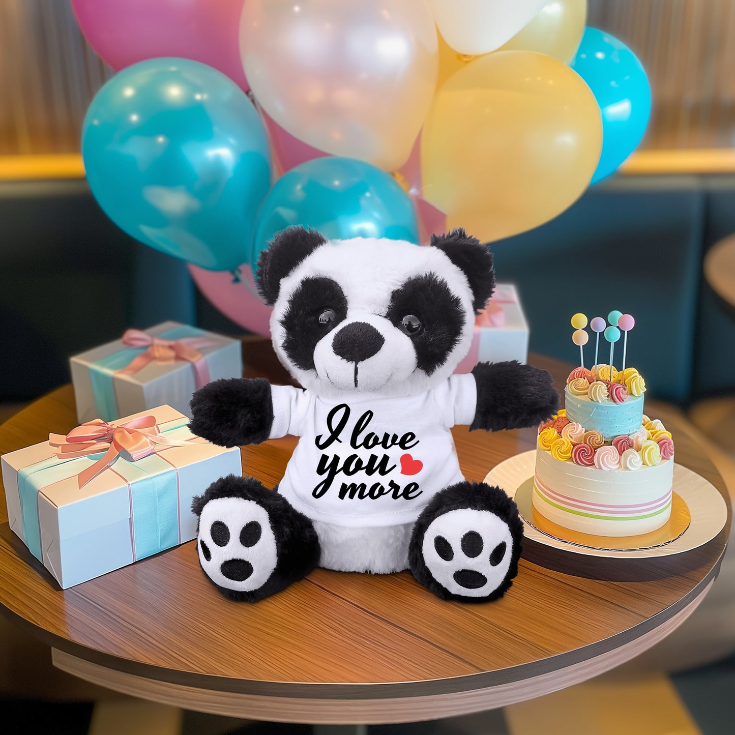 Love You More - Plush Lamb, Panda, or Teddy Bear with Tee Shirt Romantic Gift for Sweetheart - Mallard Moon Gift Shop