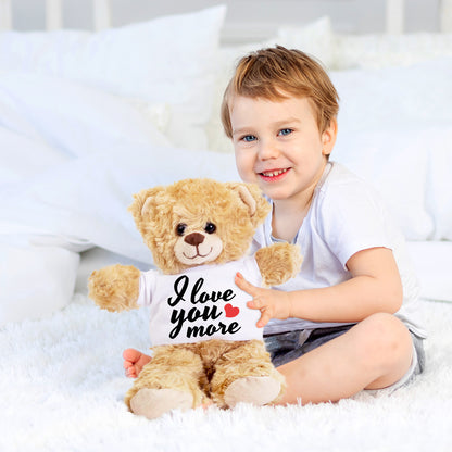 Love You More - Plush Lamb, Panda, or Teddy Bear with Tee Shirt Romantic Gift for Sweetheart - Mallard Moon Gift Shop