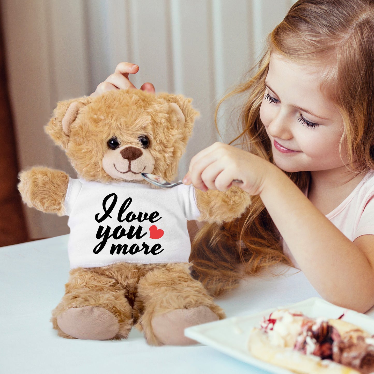 Love You More - Plush Lamb, Panda, or Teddy Bear with Tee Shirt Romantic Gift for Sweetheart - Mallard Moon Gift Shop