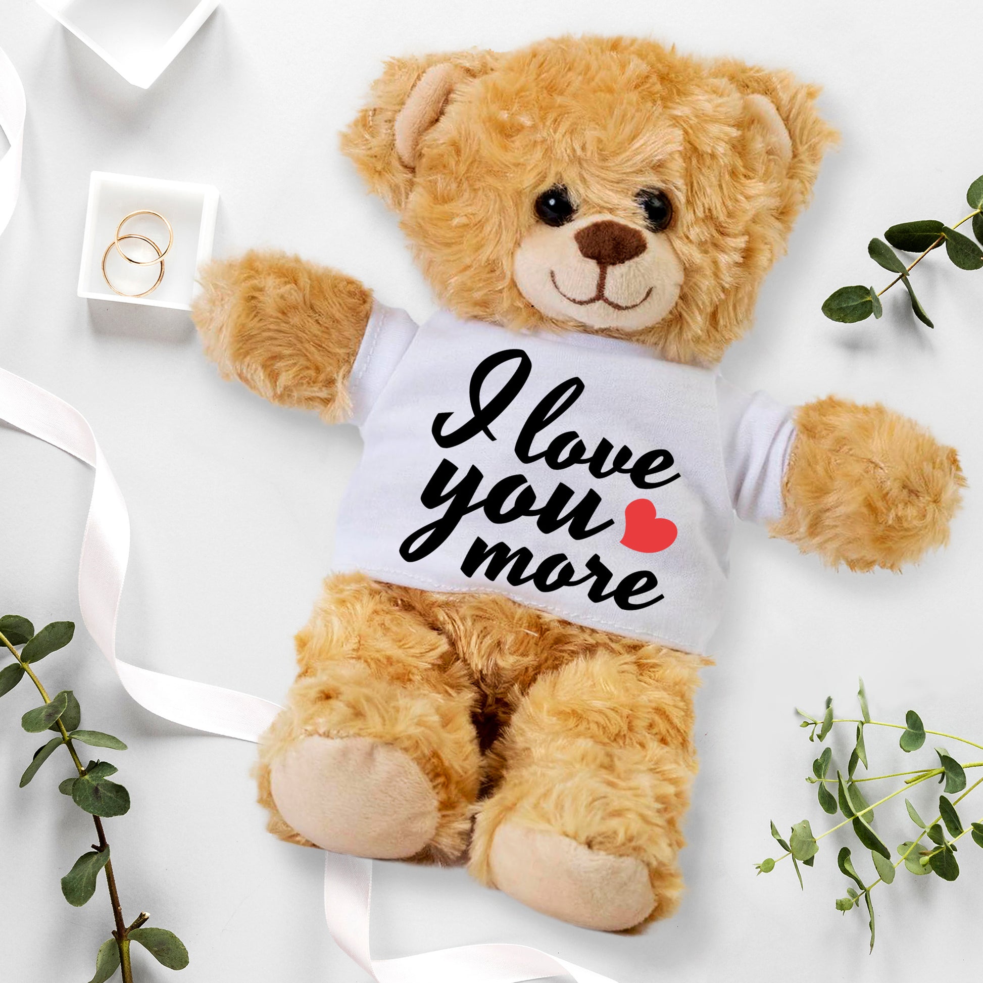 Love You More - Plush Lamb, Panda, or Teddy Bear with Tee Shirt Romantic Gift for Sweetheart - Mallard Moon Gift Shop