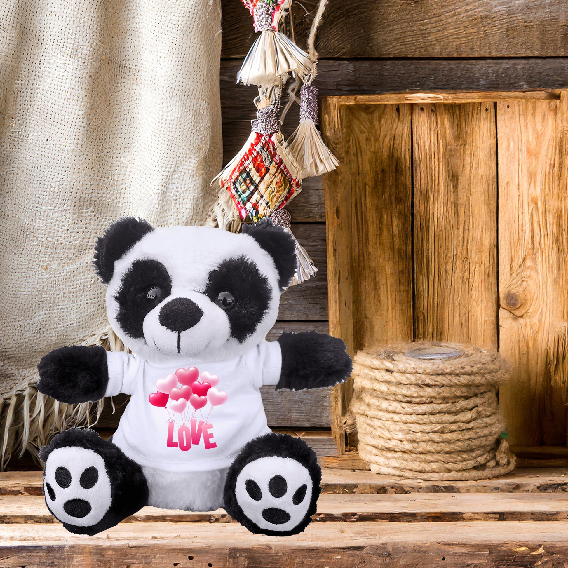 Love is in the Air - Plush Lamb, Panda, or Teddy Bear with Tee Shirt - Mallard Moon Gift Shop