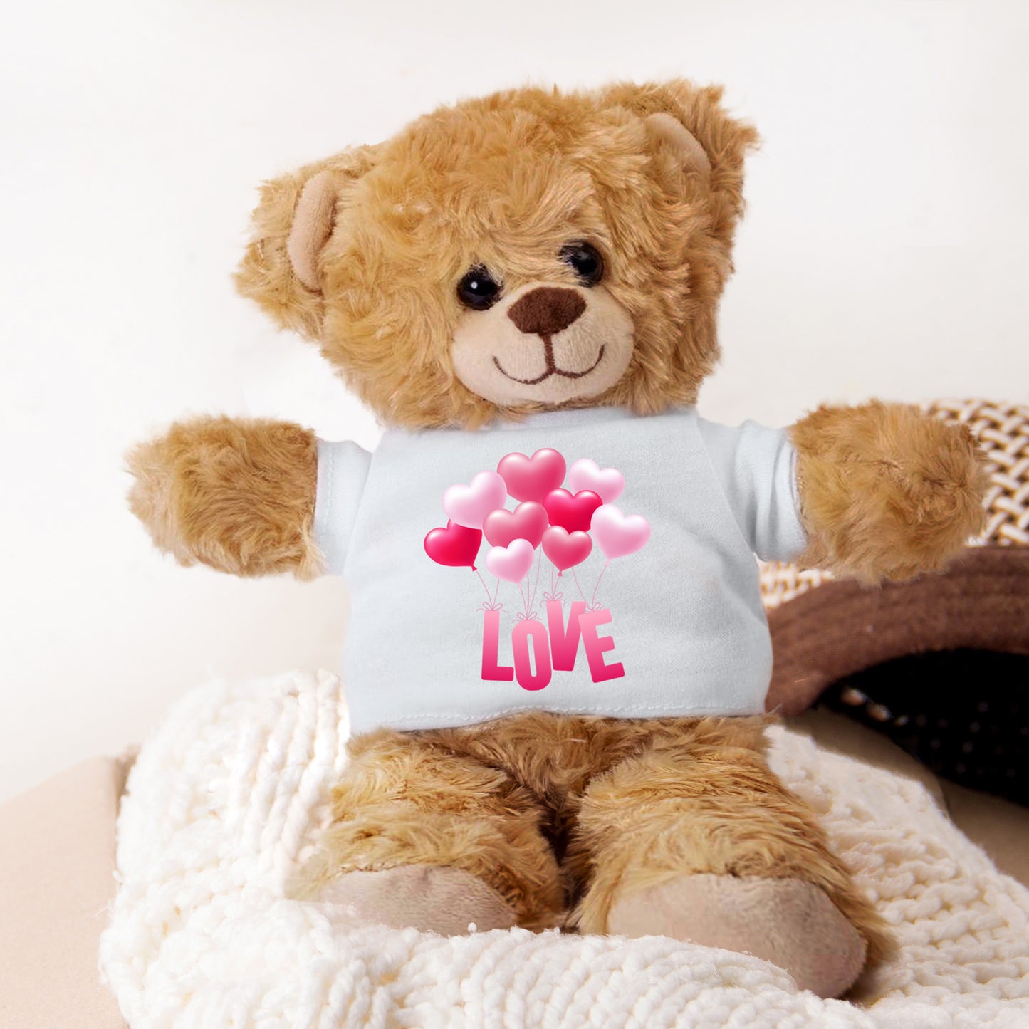 Love is in the Air - Plush Lamb, Panda, or Teddy Bear with Tee Shirt - Mallard Moon Gift Shop