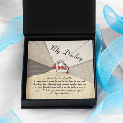 My Darling Bride Love of My Life Love Dancing Heart Pendant Necklace - Mallard Moon Gift Shop