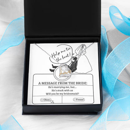 Bridesmaid Proposal Wedding Invite Will You Be My Bridesmaid Love Dancing Heart Pendant Necklace - Mallard Moon Gift Shop