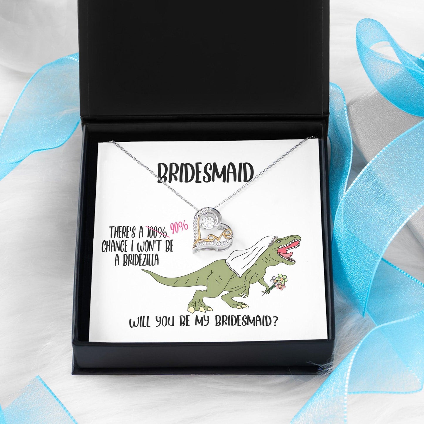 Bridesmaid Wedding Party Proposal Invitation Love Heart Necklace Gift from Bridezilla, Bridesmaid Gifts - Mallard Moon Gift Shop