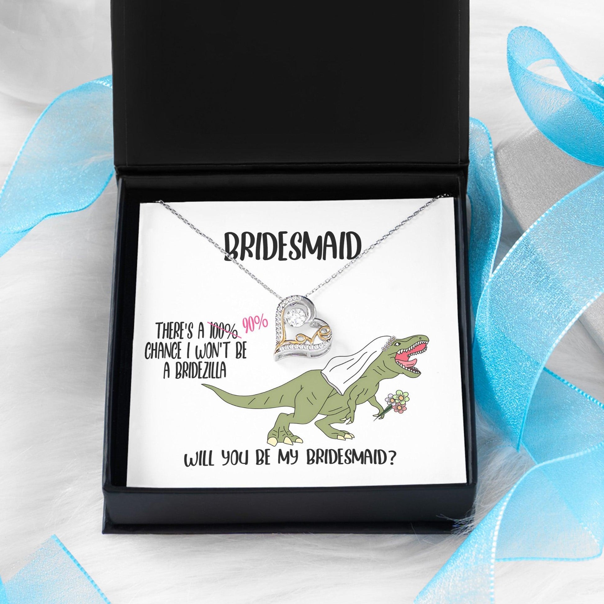 Bridesmaid Wedding Party Proposal Invitation Love Heart Necklace Gift from Bridezilla, Bridesmaid Gifts - Mallard Moon Gift Shop