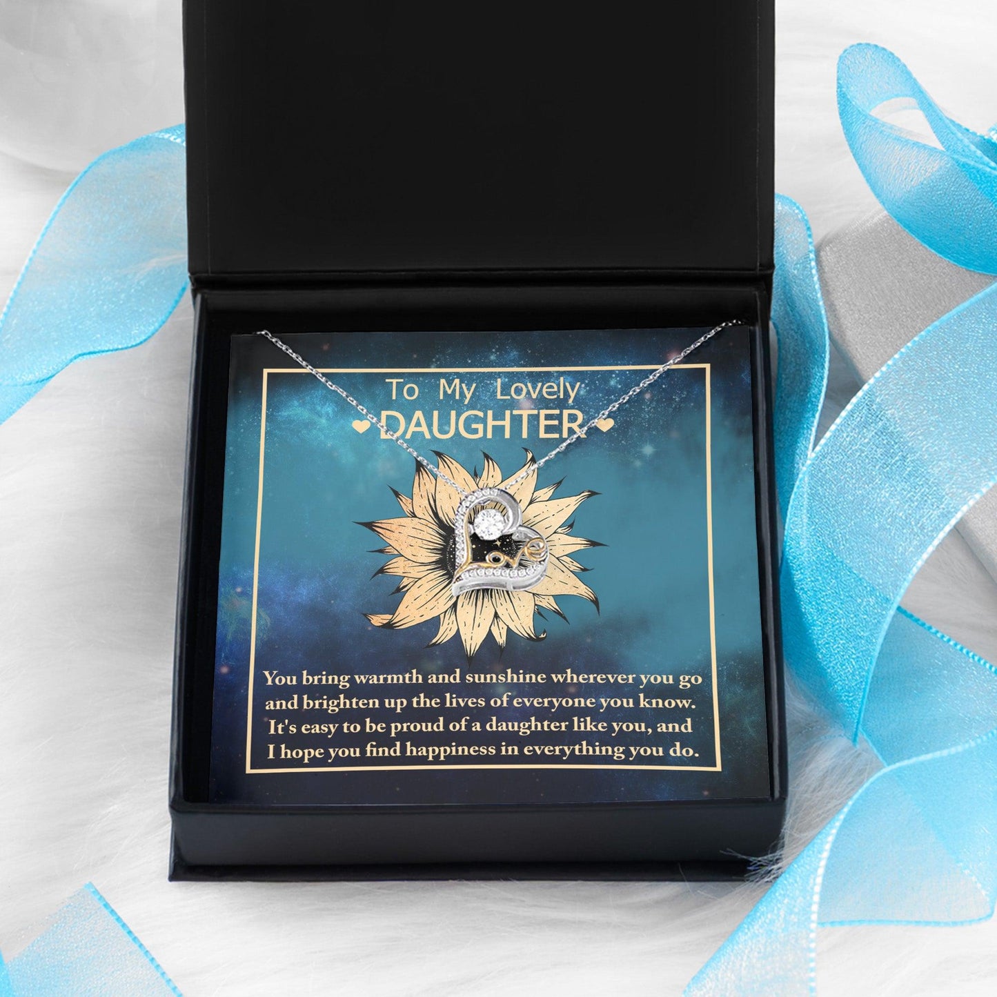 Daughter Gift for Birthday, Christmas, Graduation - Proud Of You - Love Dancing Heart Pendant Necklace - Mallard Moon Gift Shop