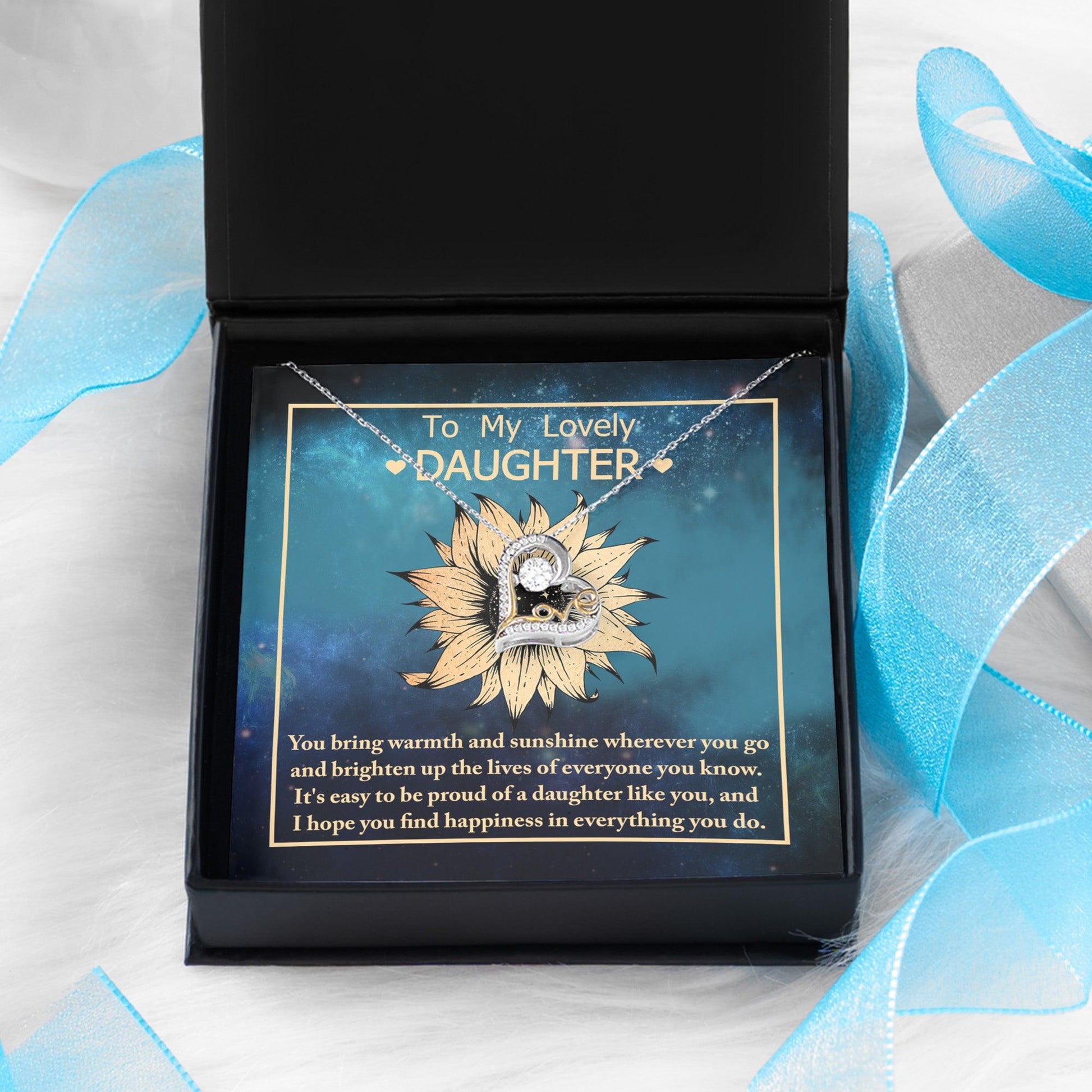 Daughter Gift for Birthday, Christmas, Graduation - Proud Of You - Love Dancing Heart Pendant Necklace - Mallard Moon Gift Shop