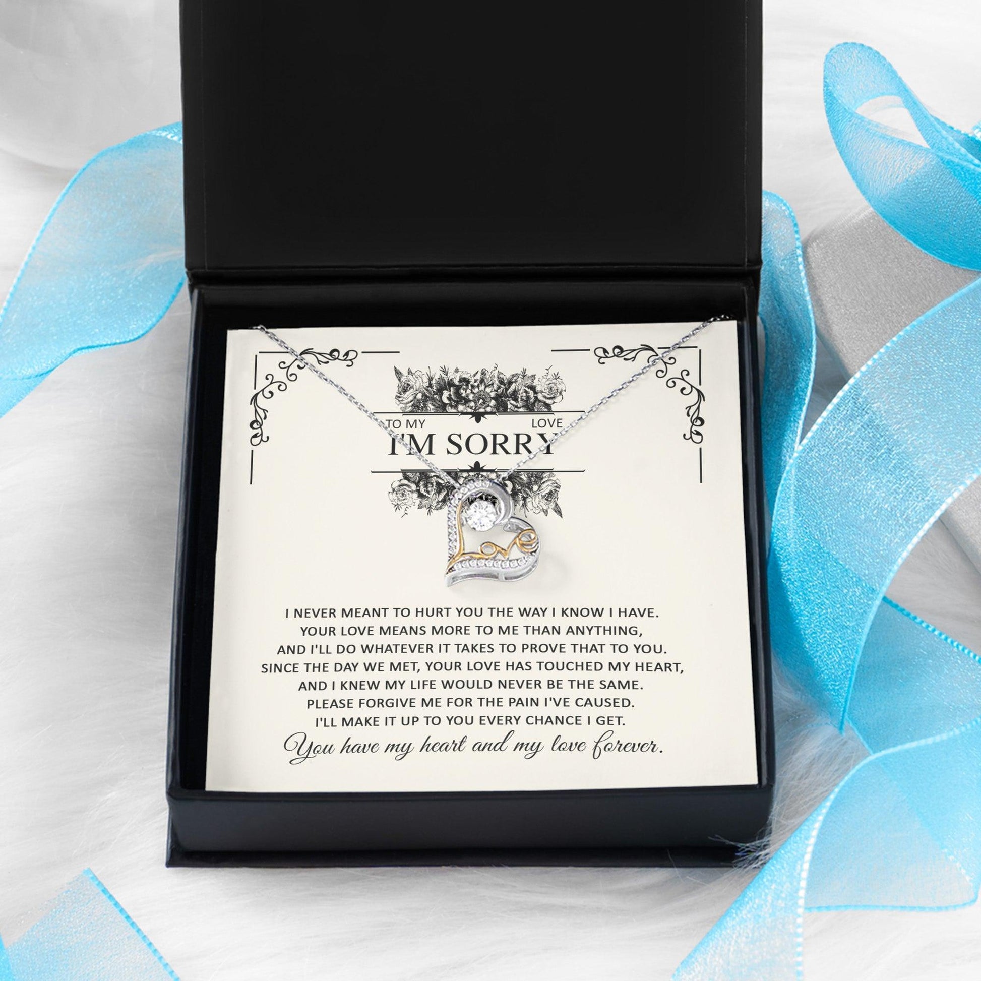 Apology Gift for Her - To My Love, I'm Sorry - Love Dancing Heart Pendant Necklace - Mallard Moon Gift Shop