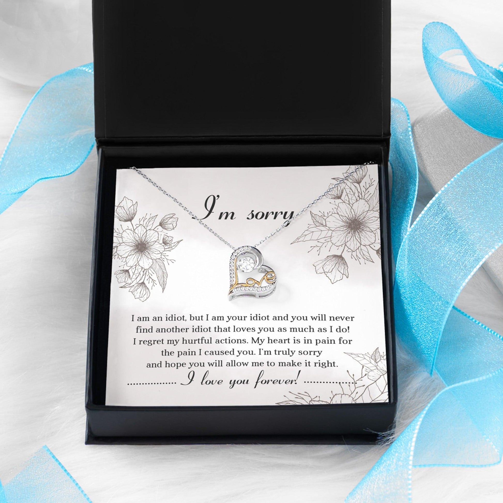 Apology Gift for Her - Sorry For The Pain I Caused You - Love Dancing Heart Pendant Necklace - Mallard Moon Gift Shop