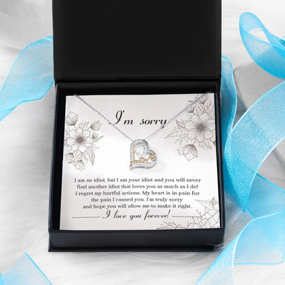 Apology Gift for Her - Sorry For The Pain I Caused You - Love Dancing Heart Pendant Necklace - Mallard Moon Gift Shop