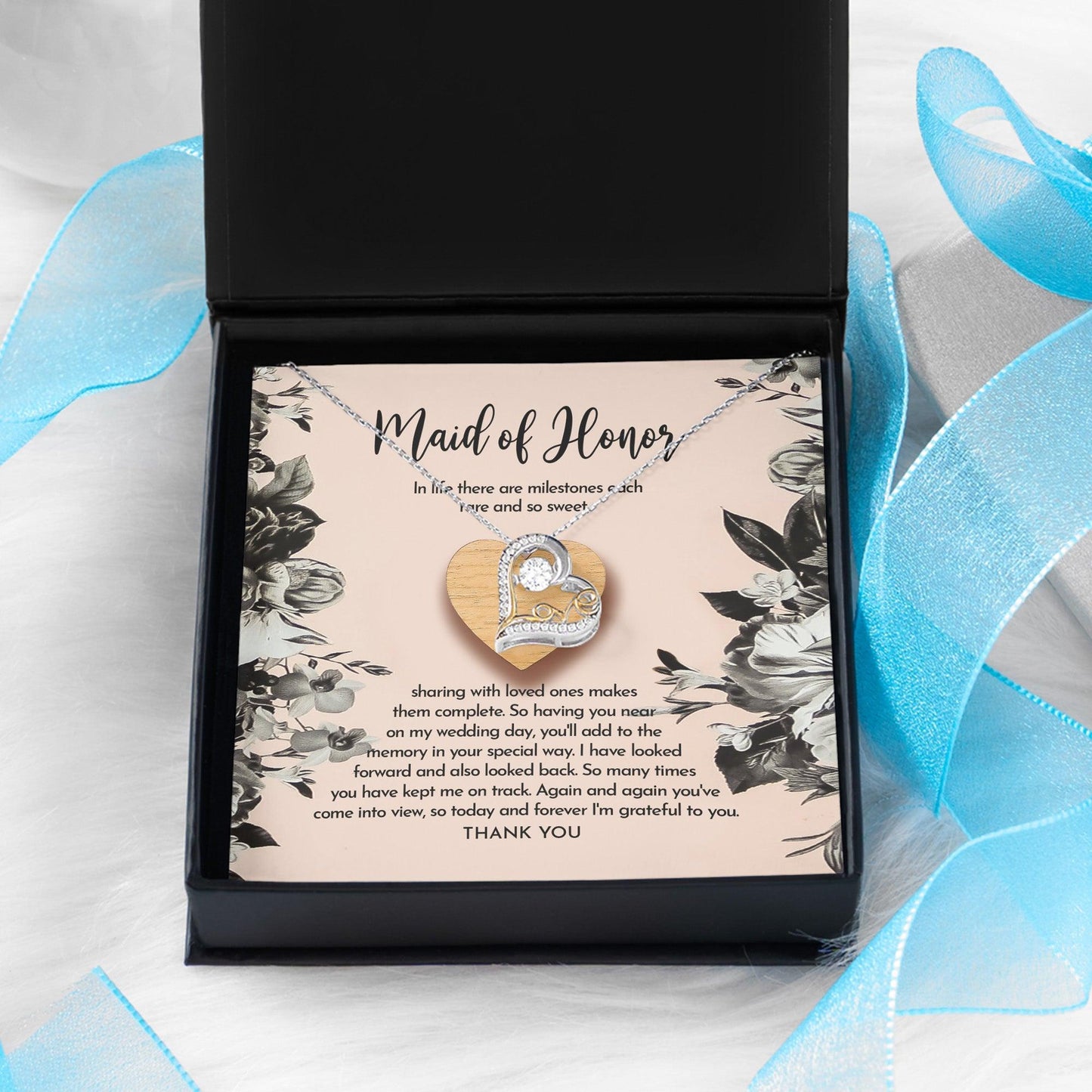 Maid of Honor Wedding Day Gift - My Wedding Day - Love Dancing Heart Pendant Necklace - Mallard Moon Gift Shop