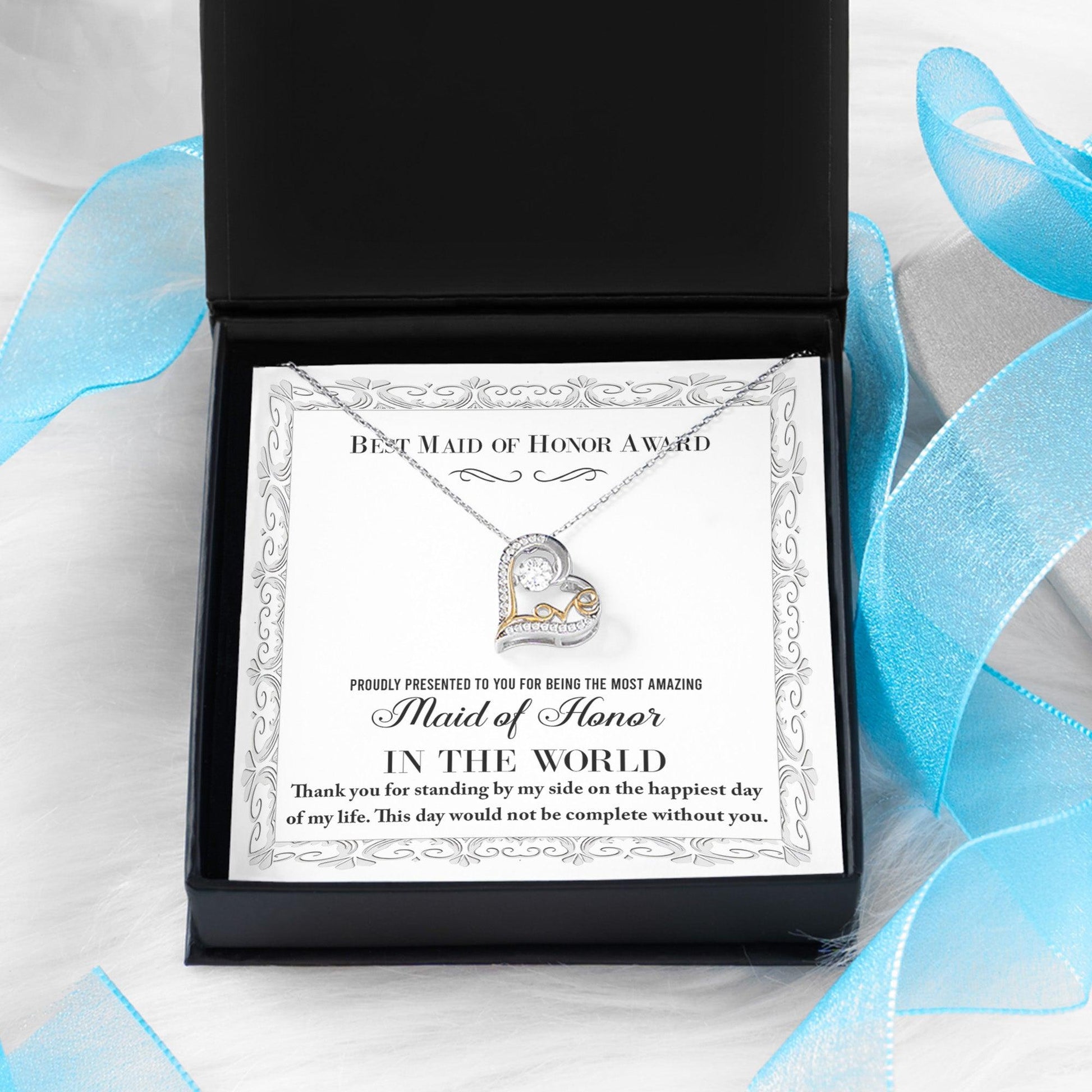 Maid of Honor Wedding Day Gift -Thank You Happiest Day Of My Life - Love Dancing Love Pendant Necklace - Mallard Moon Gift Shop