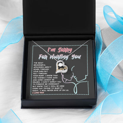 Apology Gift for Girlfriend, Wife, Soulmate - Sorry, Never Give Up - Love Dancing Heart Pendant Necklace - Mallard Moon Gift Shop