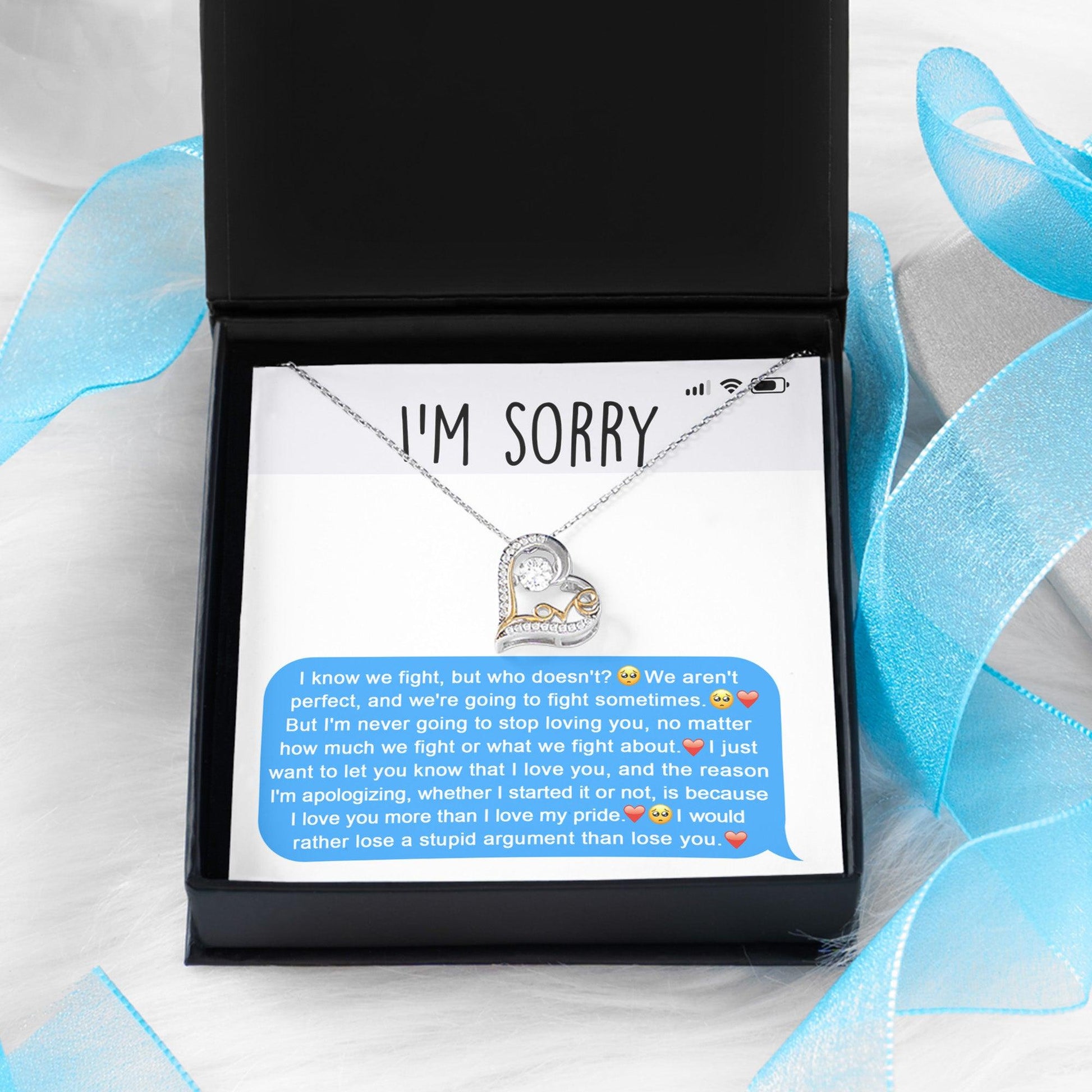 Apology Gift for Girlfriend, Wife, Soulmate - Sorry, Stupid Argument - Love Dancing Heart Pendant Necklace - Mallard Moon Gift Shop