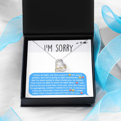Apology Gift for Girlfriend, Wife, Soulmate - Sorry, Stupid Argument - Love Dancing Heart Pendant Necklace - Mallard Moon Gift Shop