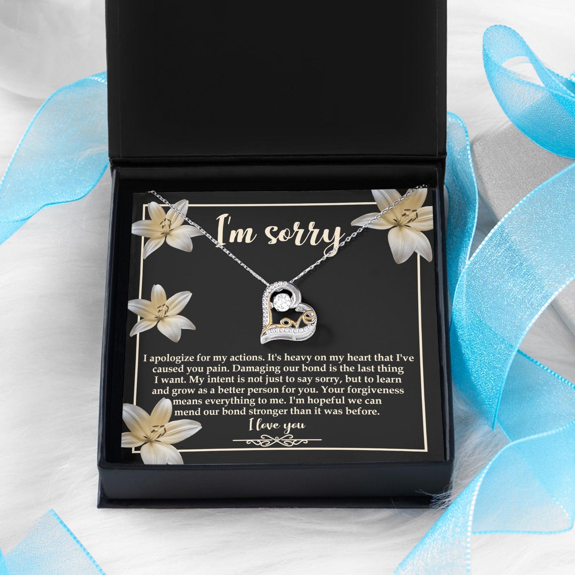 Apology Gift for Girlfriend, Wife, Soulmate - Sorry, The Last Thing - Love Dancing Heart Pendant Necklace - Mallard Moon Gift Shop