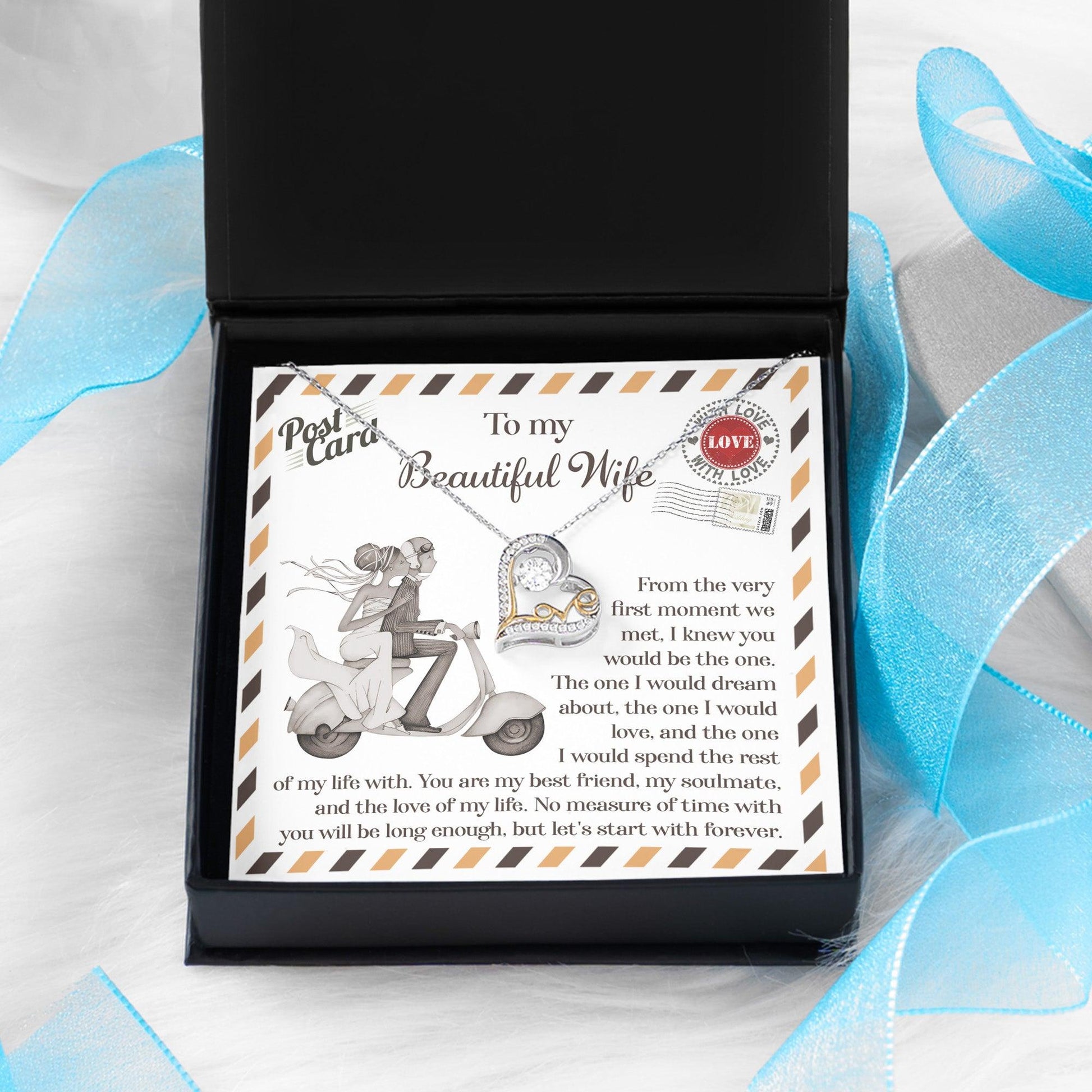 Wife Wedding Gift I Knew You Would Be The One Love Dancing Heart Pendant Necklace Bride Gift from Groom - Mallard Moon Gift Shop