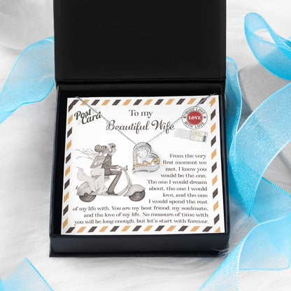 Wife Wedding Gift I Knew You Would Be The One Love Dancing Heart Pendant Necklace Bride Gift from Groom - Mallard Moon Gift Shop