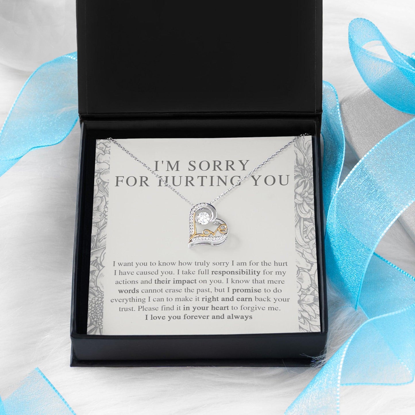 Apology Gift - I'm Sorry, I Promise to Do Everything - Love Dancing Heart Pendant Necklace - Mallard Moon Gift Shop
