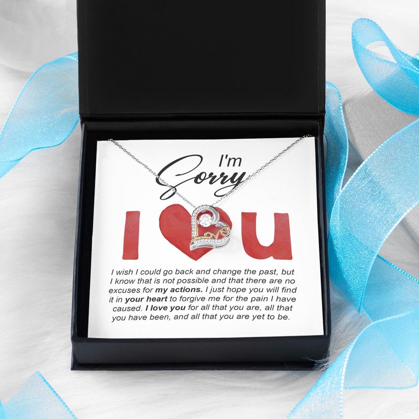 Gift for Girlfriend, Wife - Sorry, Change The Past - Love Dancing Heart Pendant Necklace - Mallard Moon Gift Shop